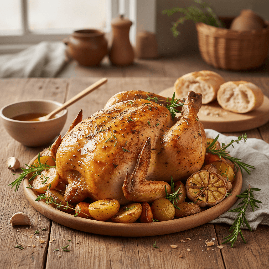 Poulet roti aux herbes