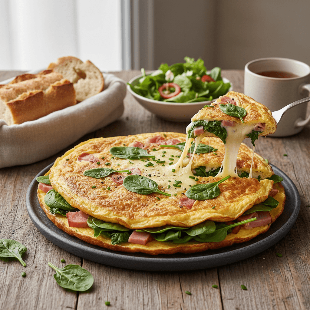 Omelette Épinards, Jambon et Gruyère