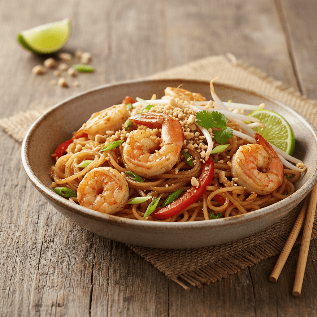 Pad Thaï Simplifié aux Crevettes