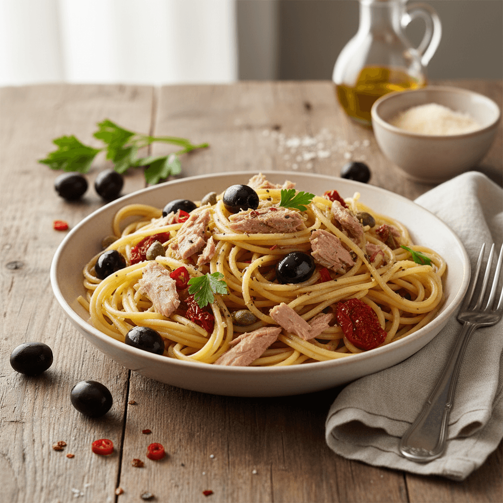 Pâtes au thon et olives