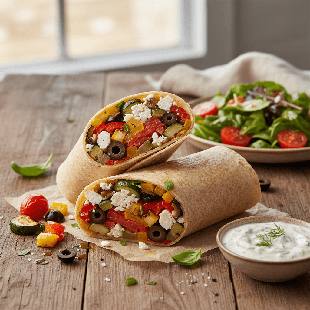 Wraps Méditerranéens aux Légumes Rôtis