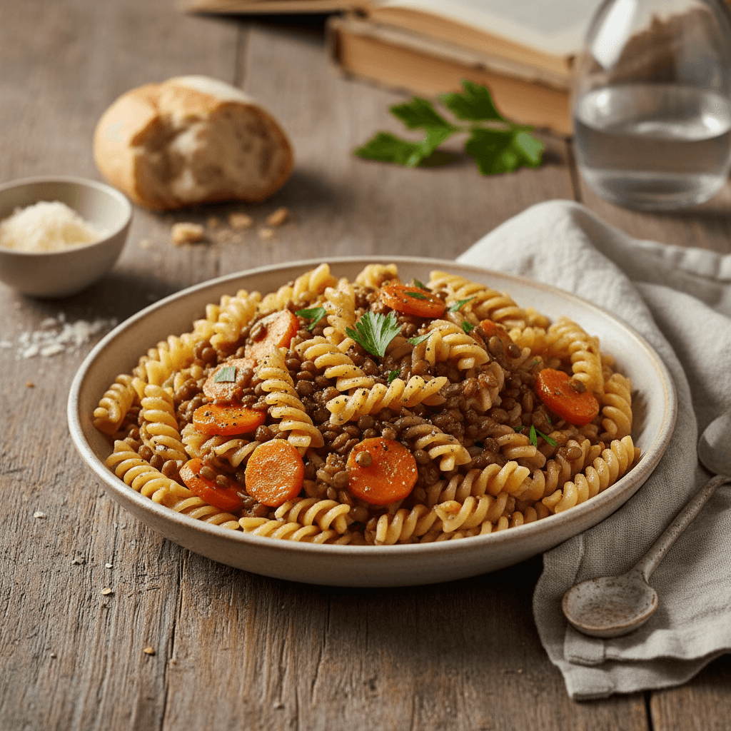 Pâtes aux lentilles et carottes