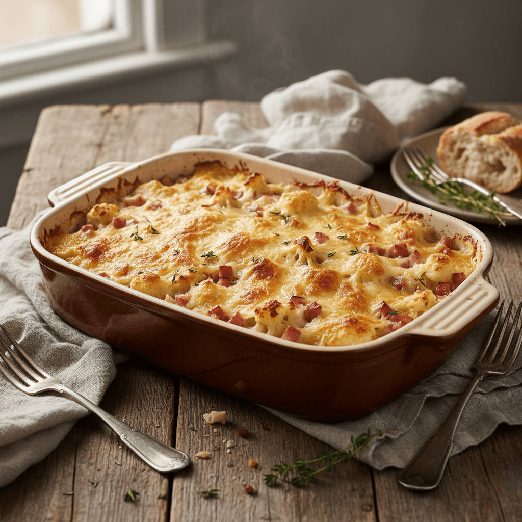 Gratin de Chou-fleur au Jambon et Gruyère