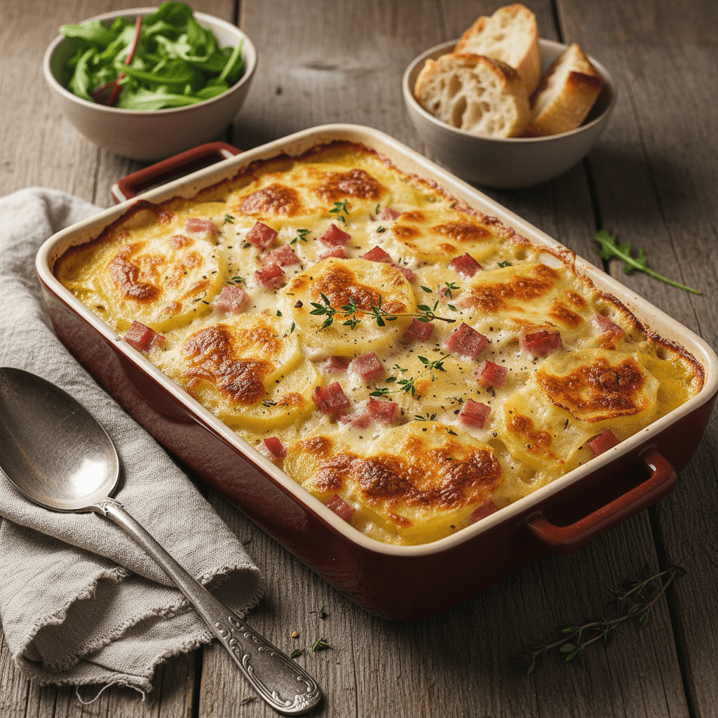 Gratin de pommes de terre et jambon