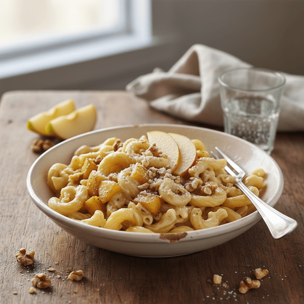 Pâtes Crémeuses aux Pommes et Chocolat Blanc