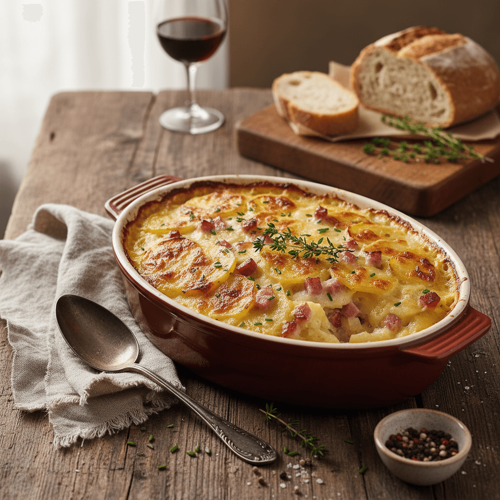 Gratin de pommes de terre et jambon