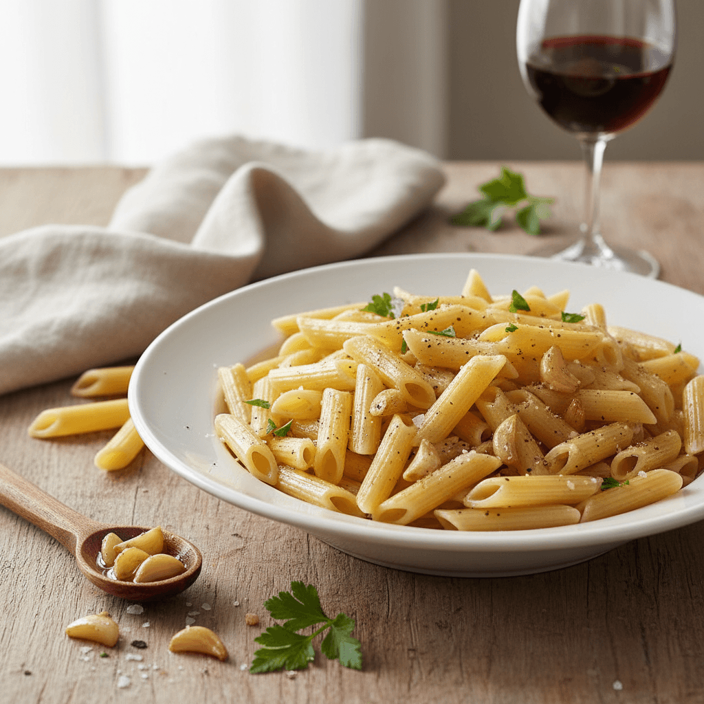 Penne à l'ail et huile