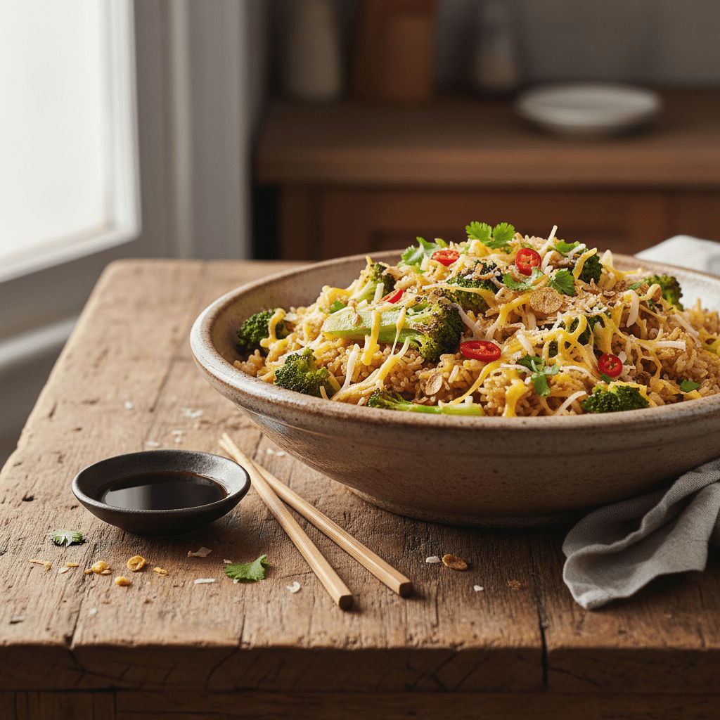 Riz Sauté aux Brocolis et Fromage