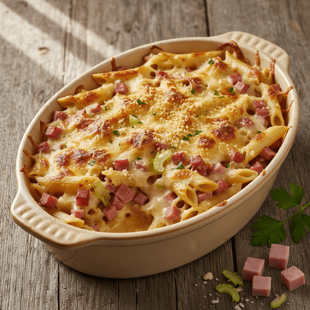 Pâtes Gratin au Jambon et Gruyère