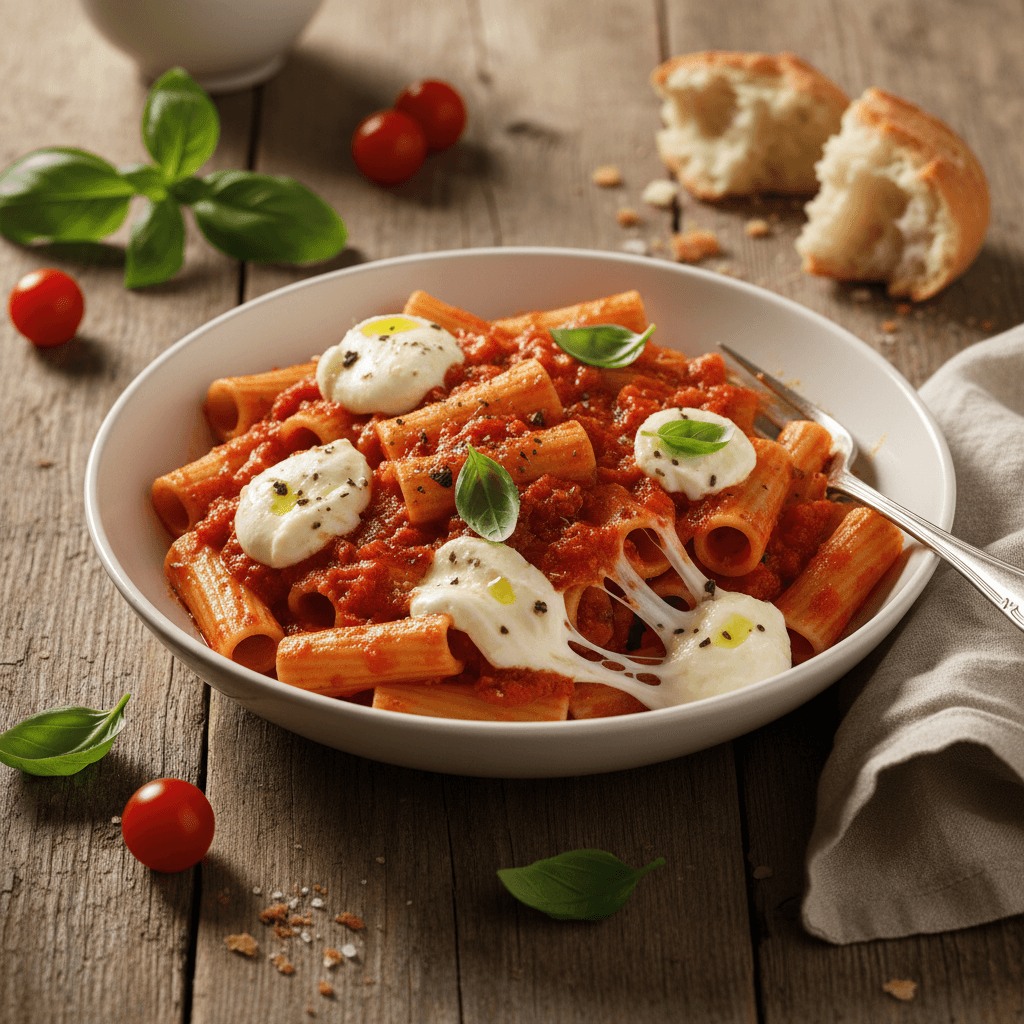 Pâtes à la Sauce Tomate Maison et Mozzarella