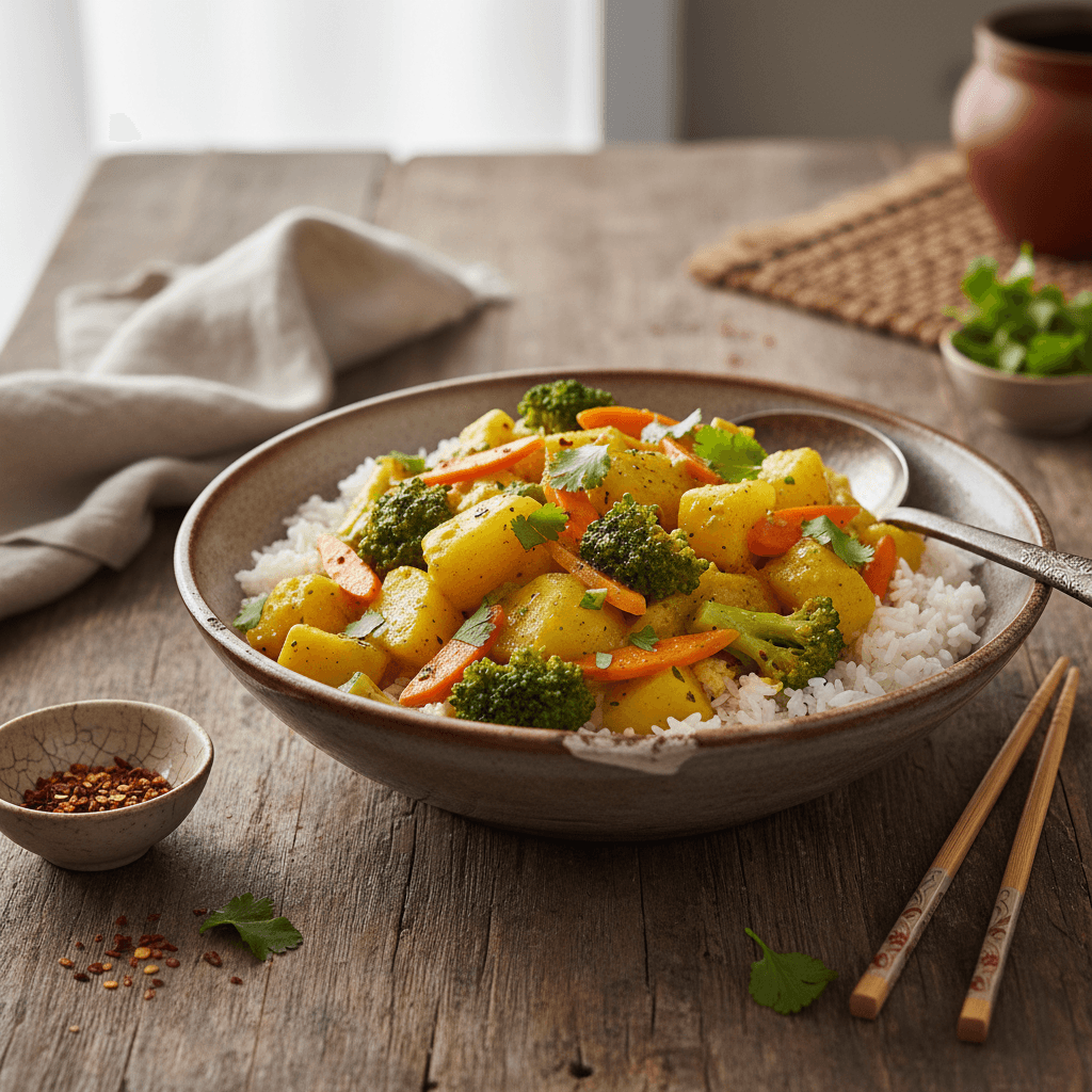 Curry de légumes et pommes de terre à l'asiatique