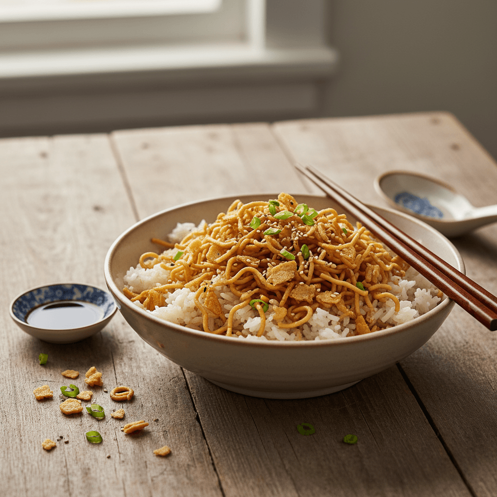 Riz sauté aux nouilles croustillantes