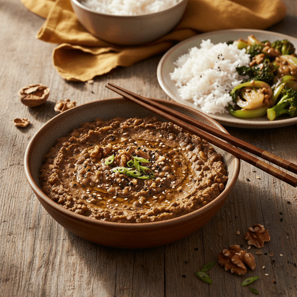 Pâte de Noix et Lentilles (Style Asiatique)