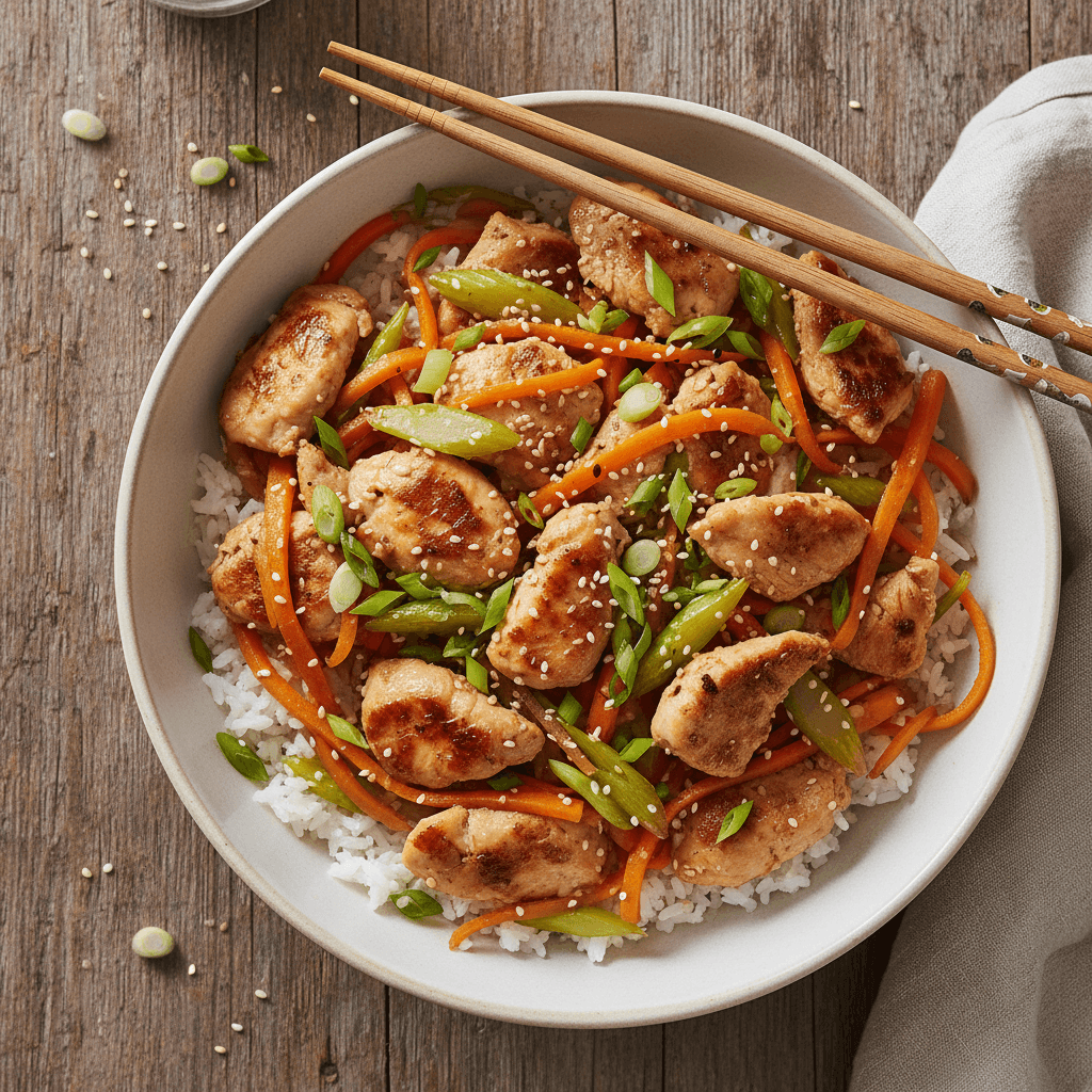 Poulet Sauté au Wok avec Carottes et Céleri