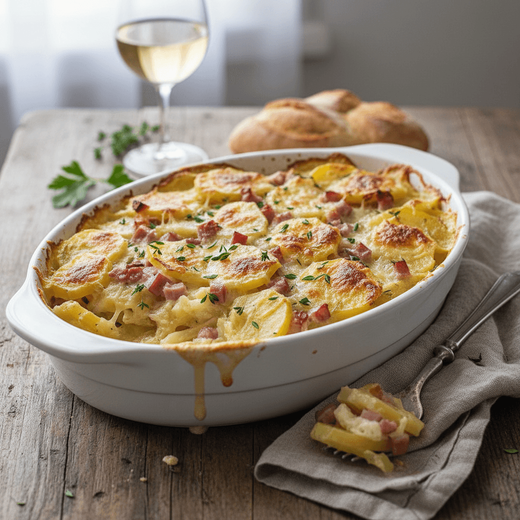 Gratin de pommes de terre et jambon