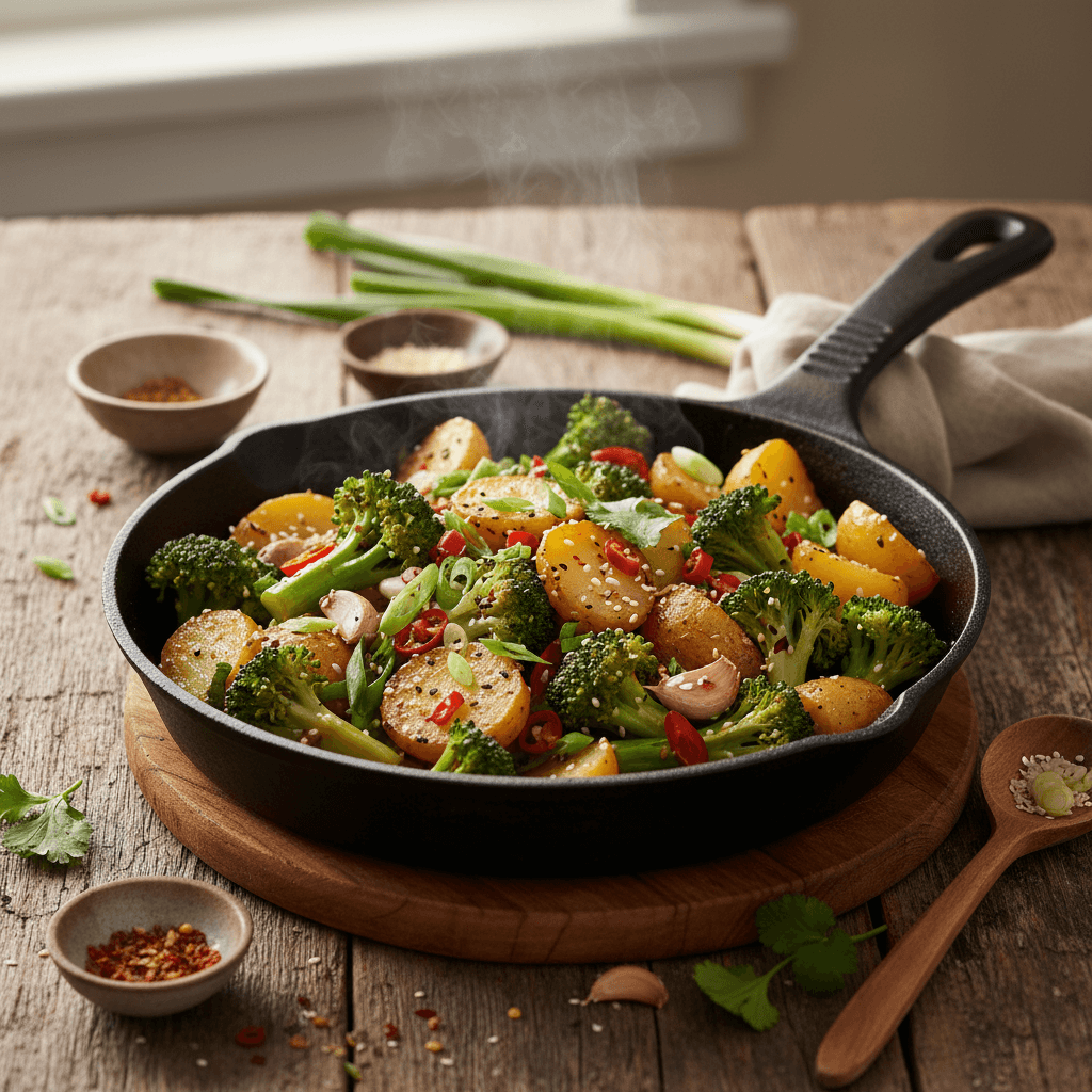 Sauté de Pommes de Terre et Brocoli à l'Asiatique