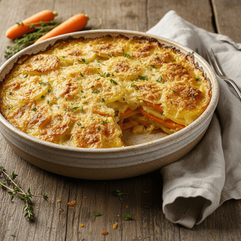 Gratin de pommes de terre et carottes