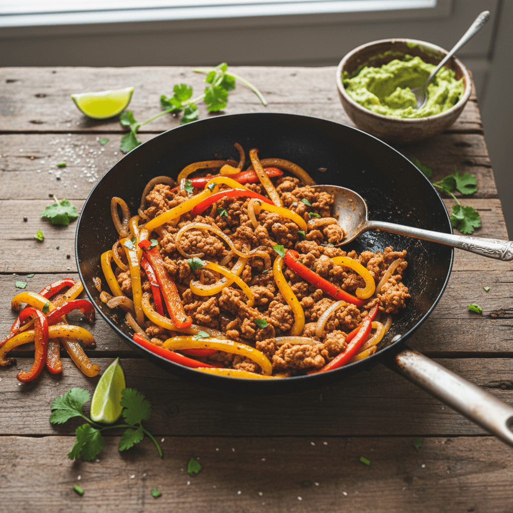 Fajitas de dinde au wok sans tortilla