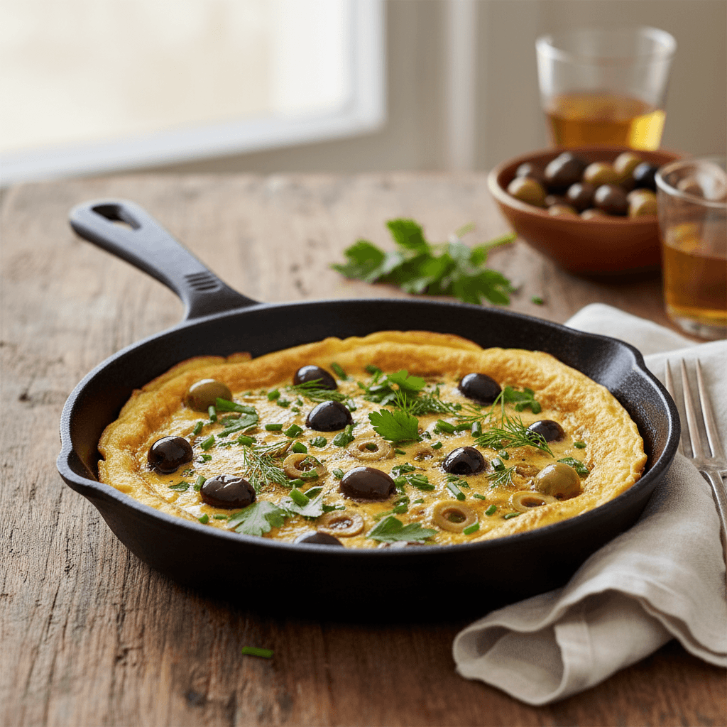 Omelette aux Olives et Herbes