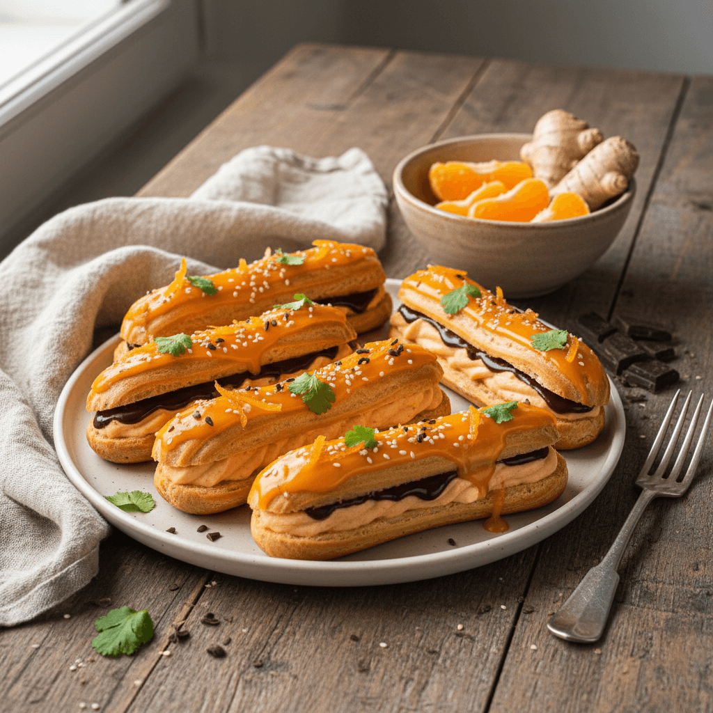 Éclair Asiatique aux Carottes, Chocolat et Orange