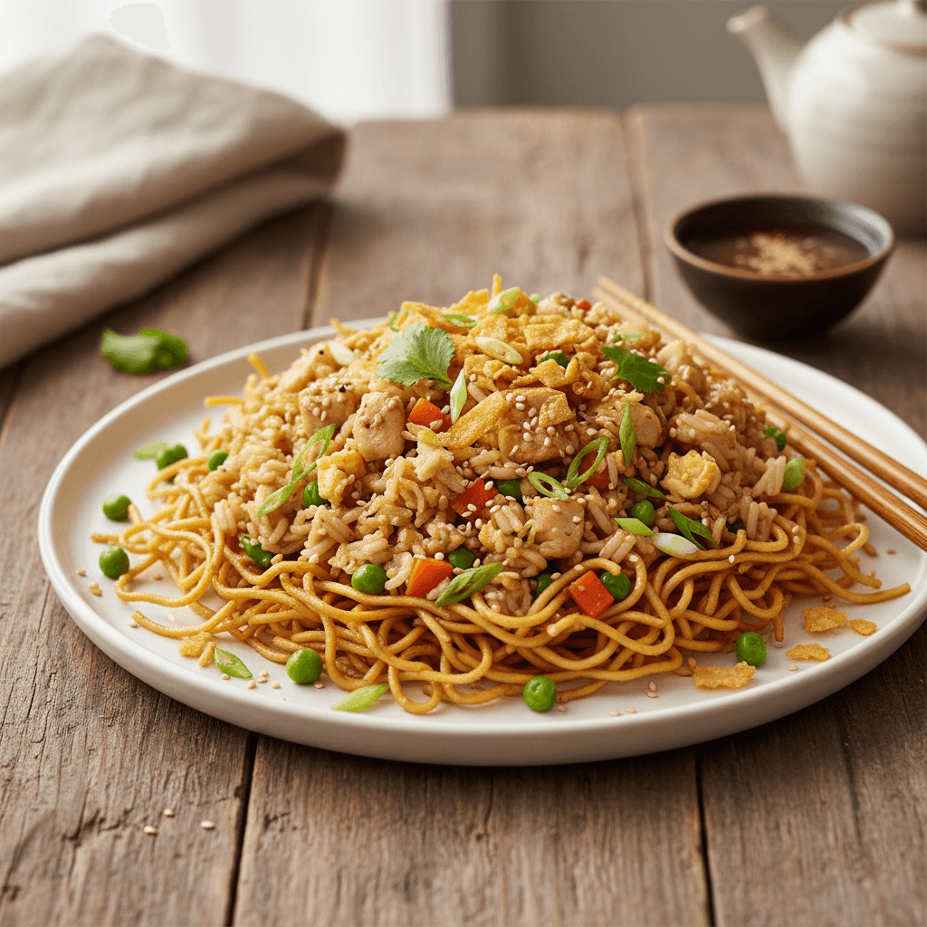 Riz Sauté Simple aux Nouilles Croustillantes