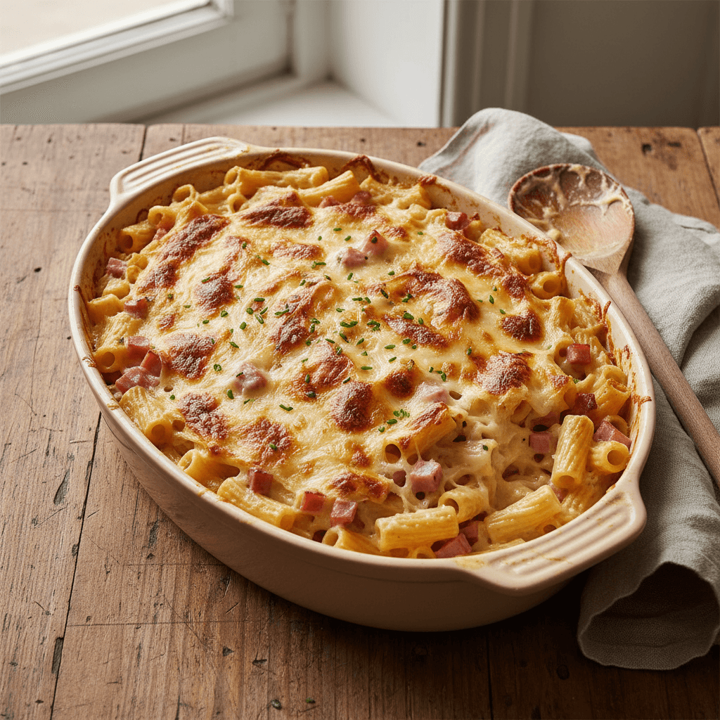 Pâtes Gratin au Jambon et Gruyère