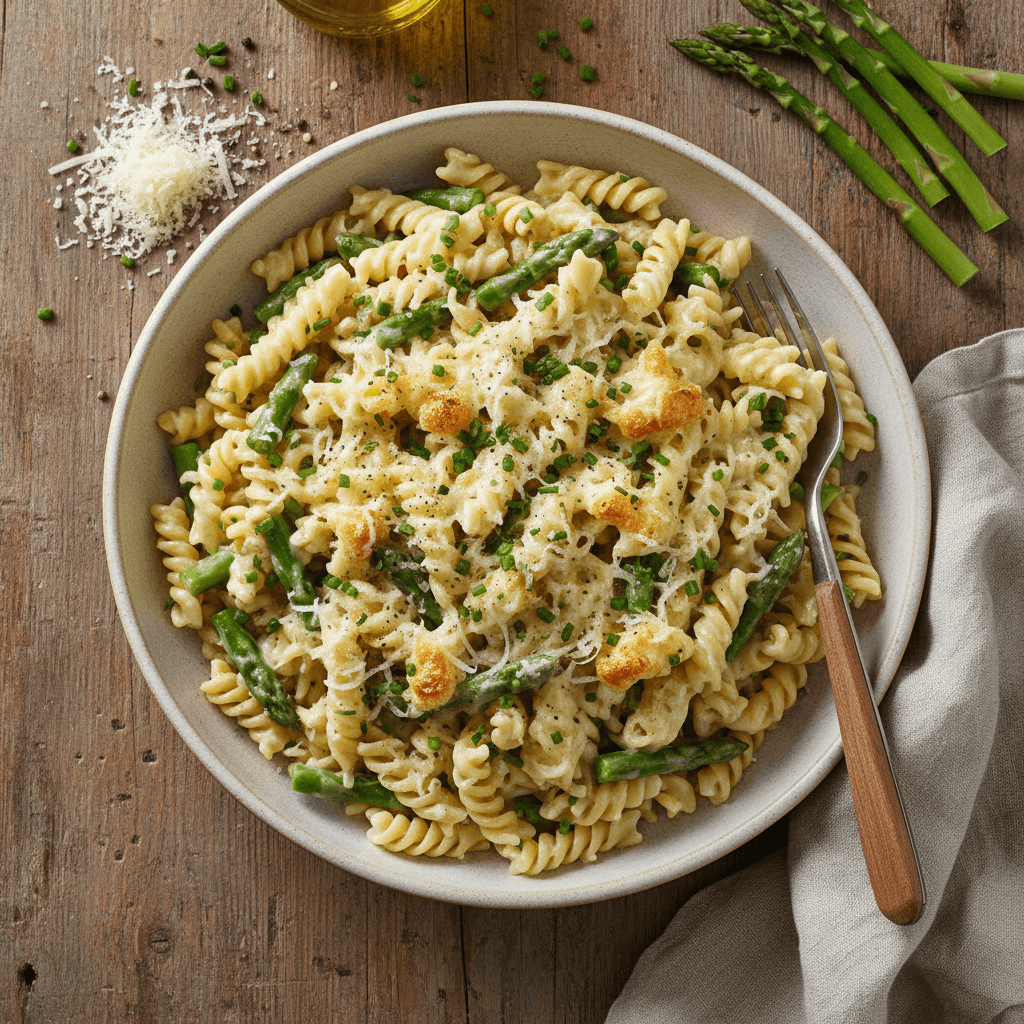 Pâtes Crémées aux Asperges et Gruyère