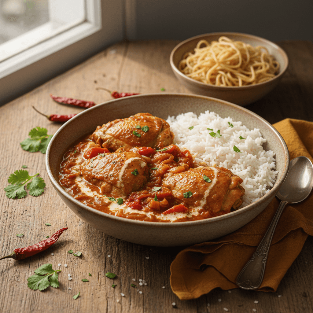 Curry de Poulet aux Oignons et Tomate