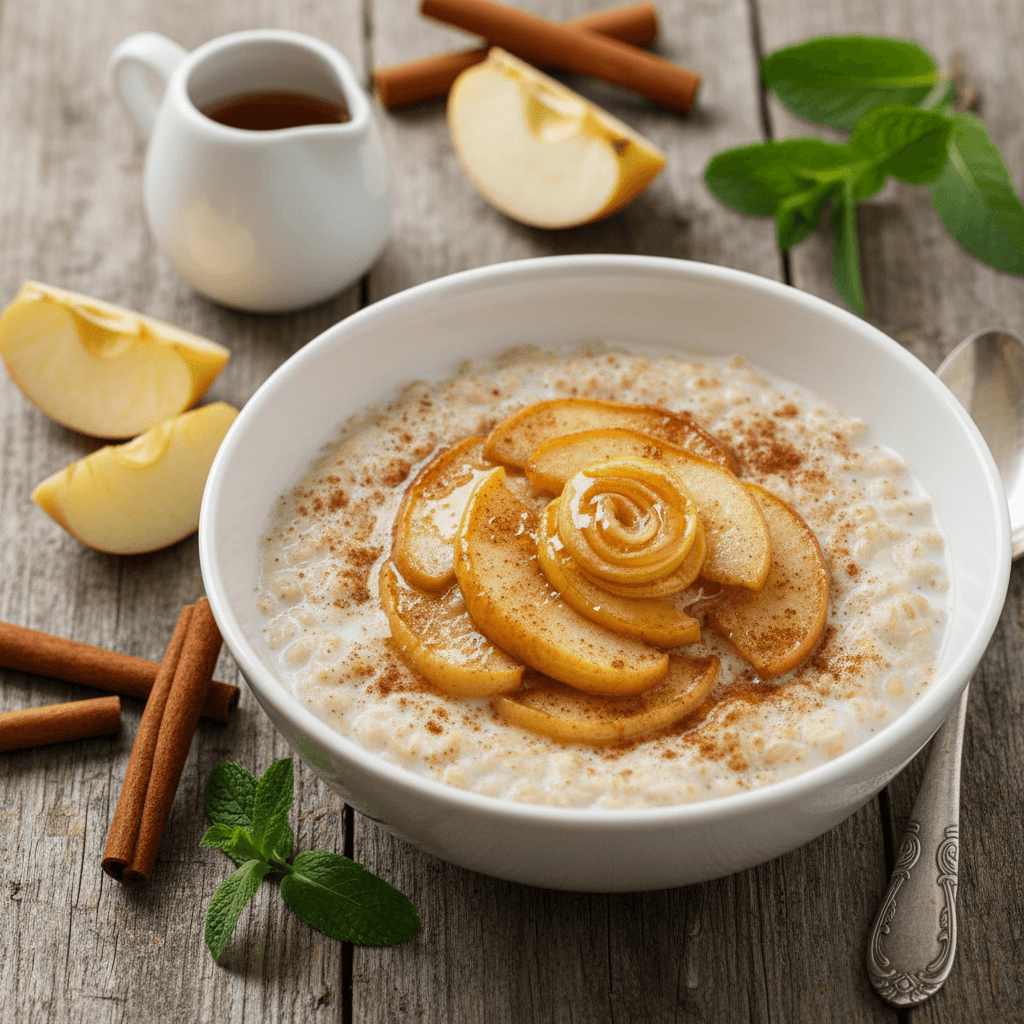 Porridge sucré aux pommes et cannelle