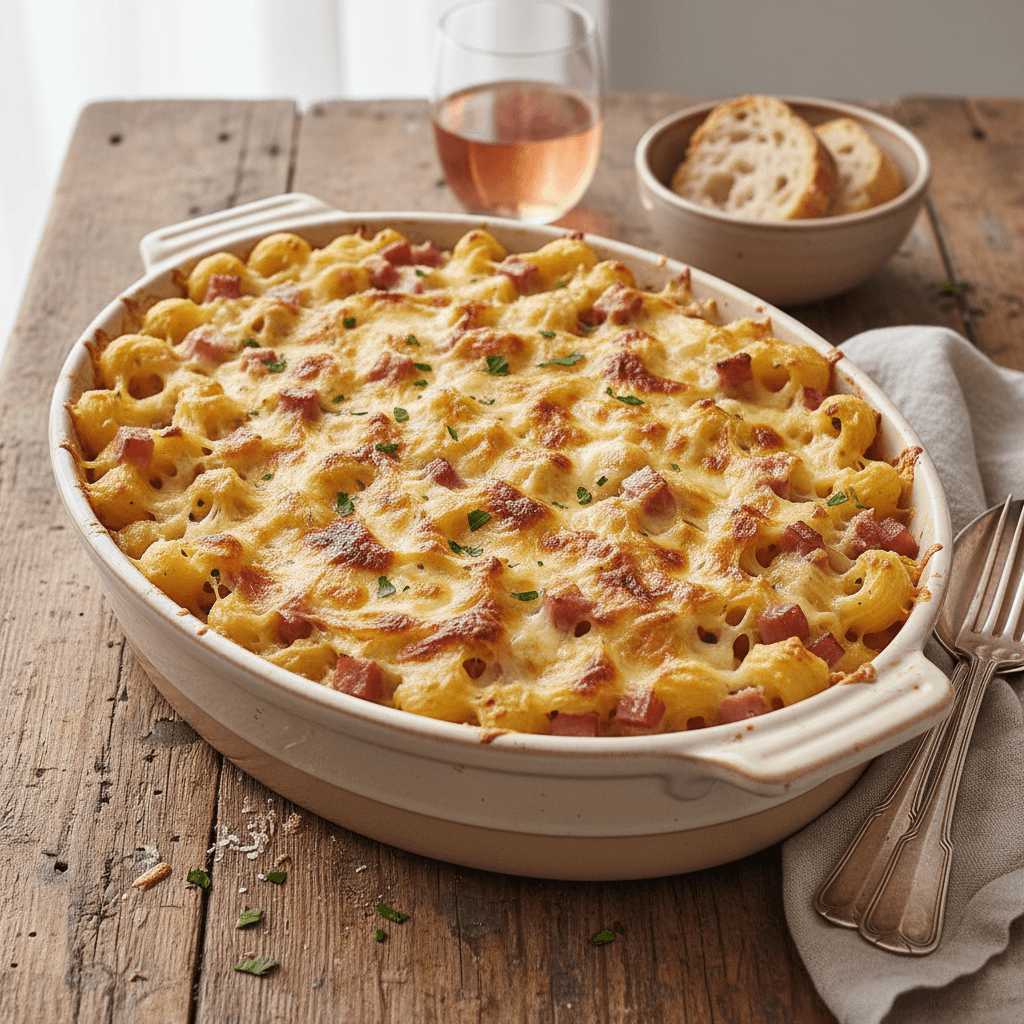 Coquillettes Gratinées au Jambon