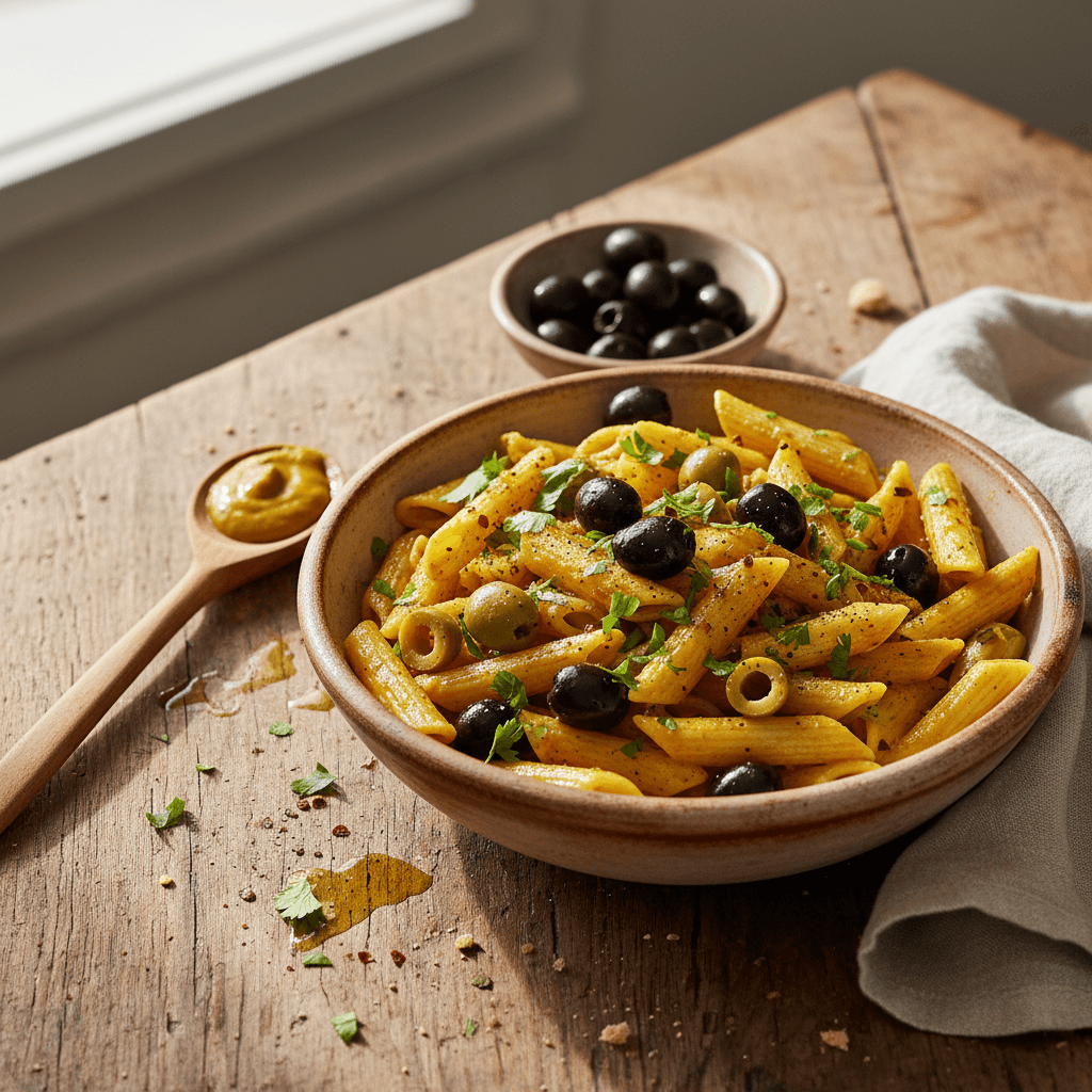 Pennes aux Olives et Curry