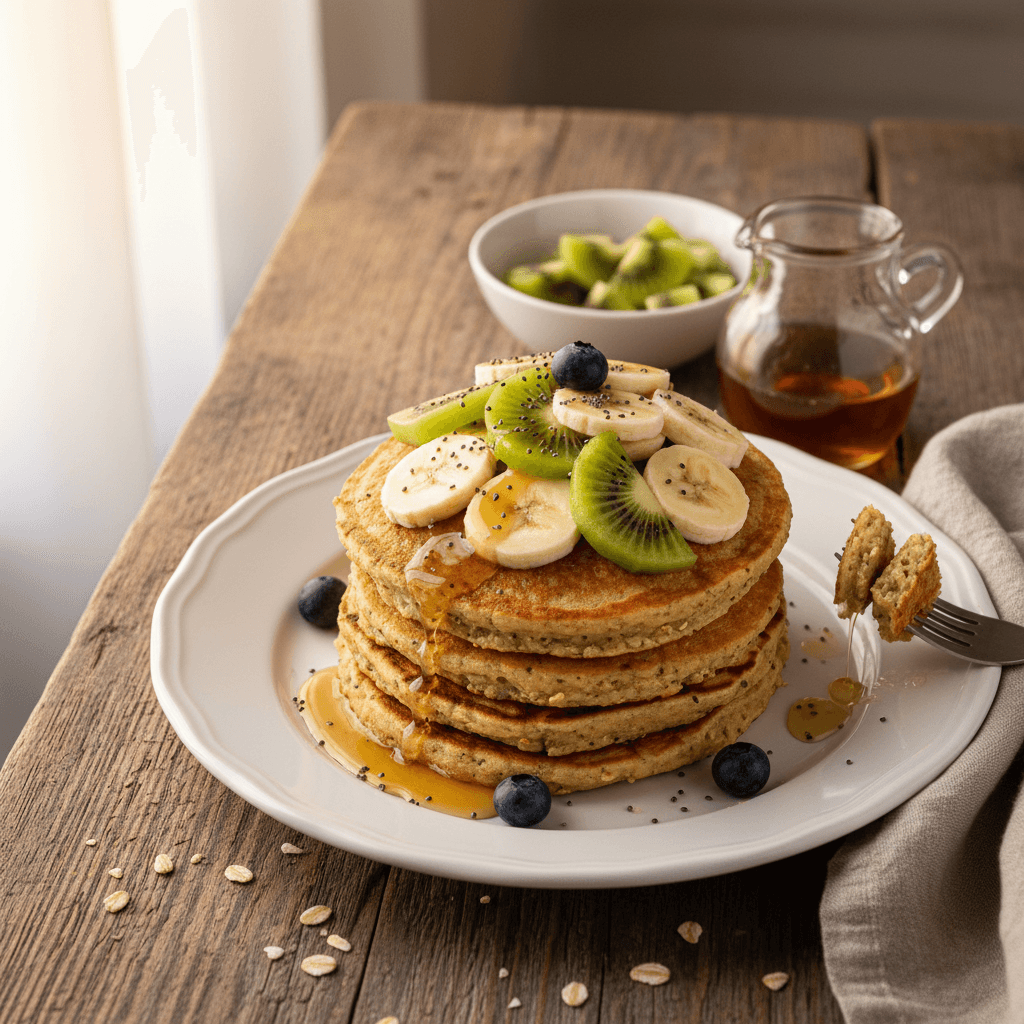 Pancakes aux Flocons d'Avoine et Banane-Kiwi
