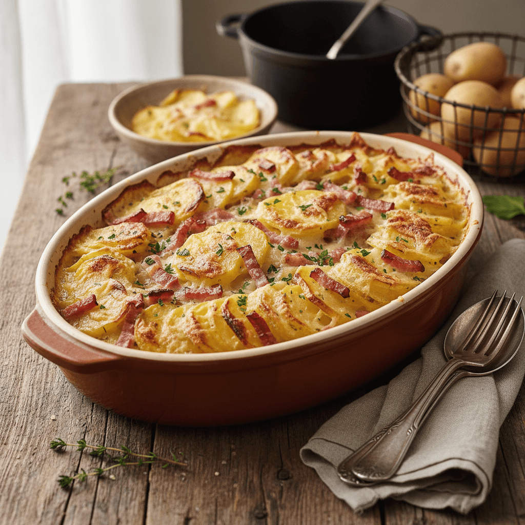 Gratin de pommes de terre et jambon