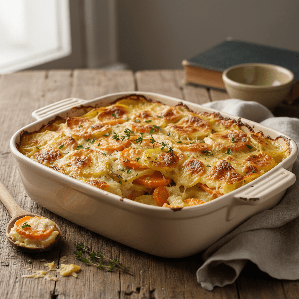 Gratin de pommes de terre et carottes