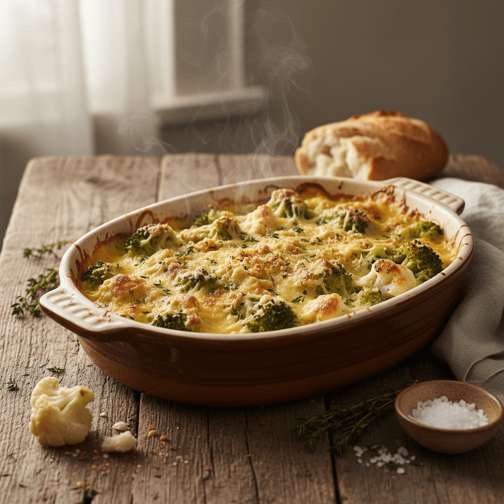 Gratin de Brocoli et Chou-fleur à la Française