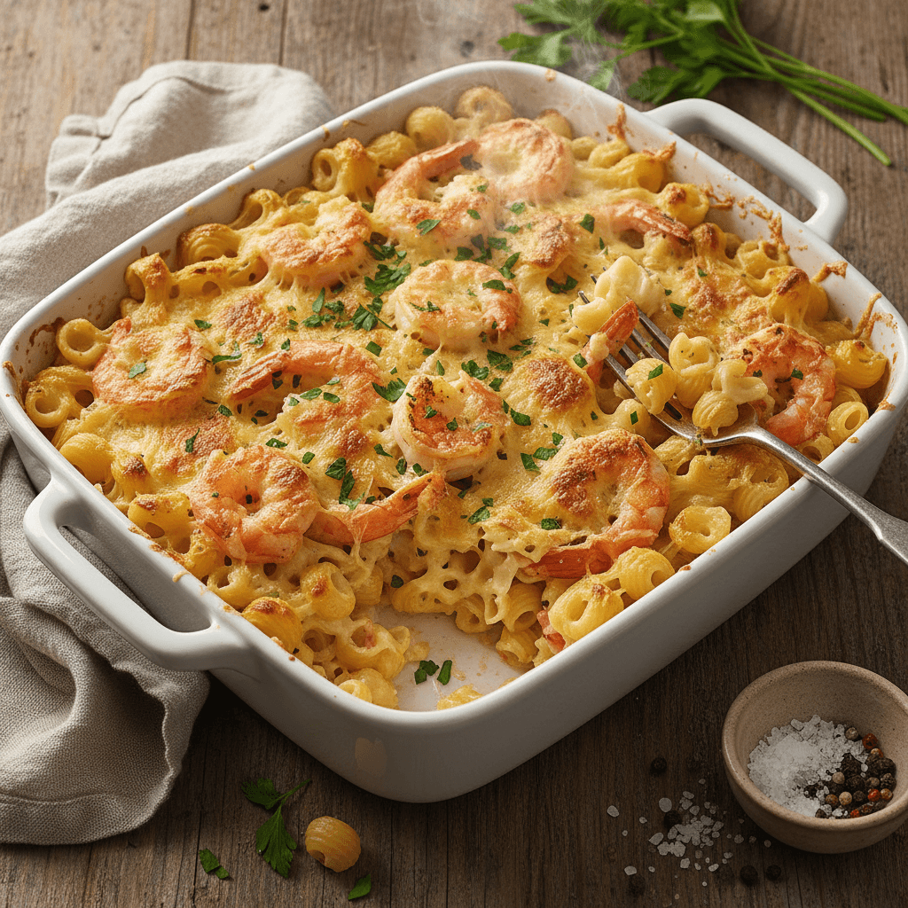 Coquillettes Gratinées aux Crevettes