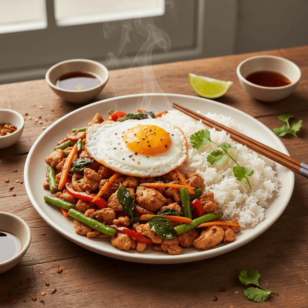 Wok de poulet au basilic thaï