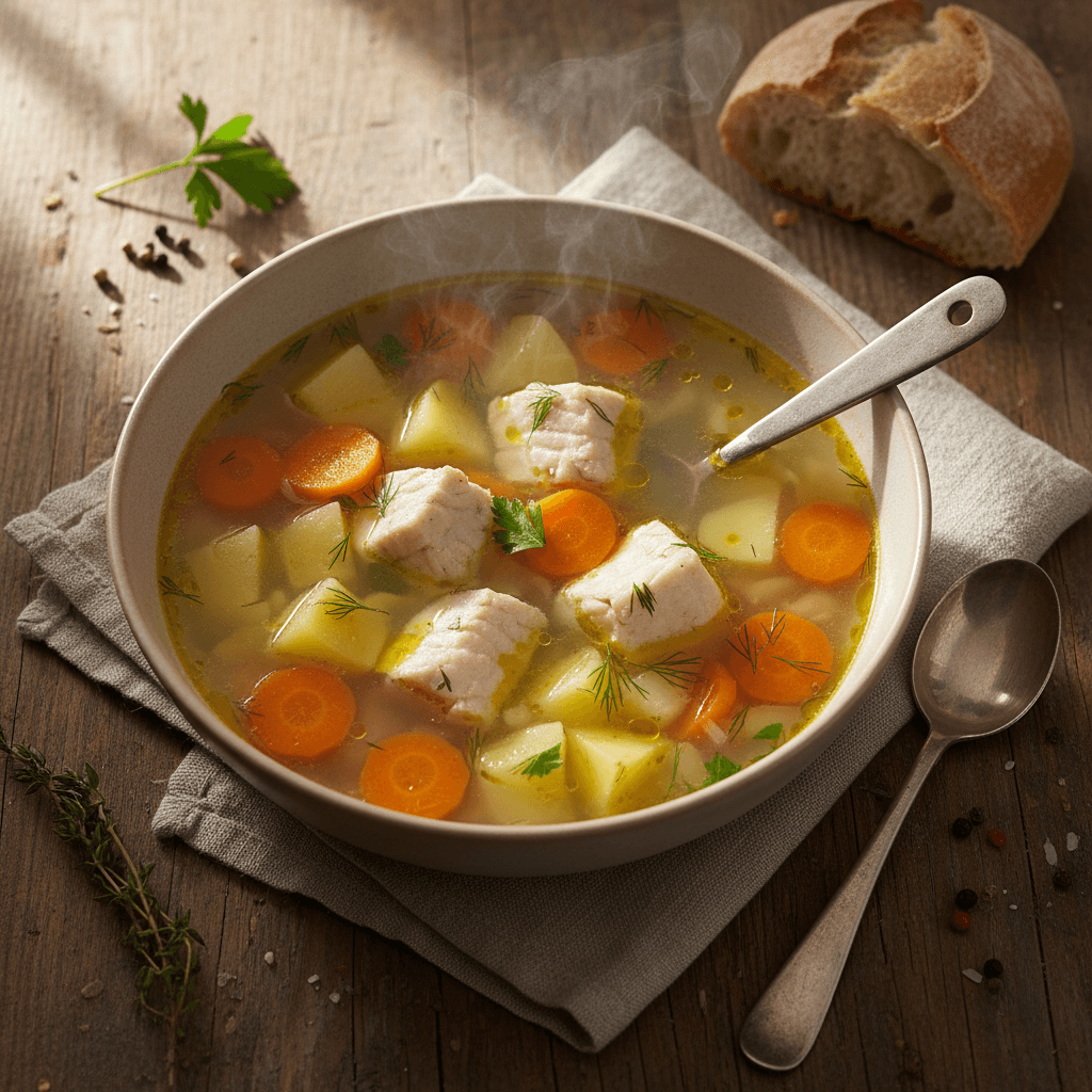 Soupe de légumes et poisson