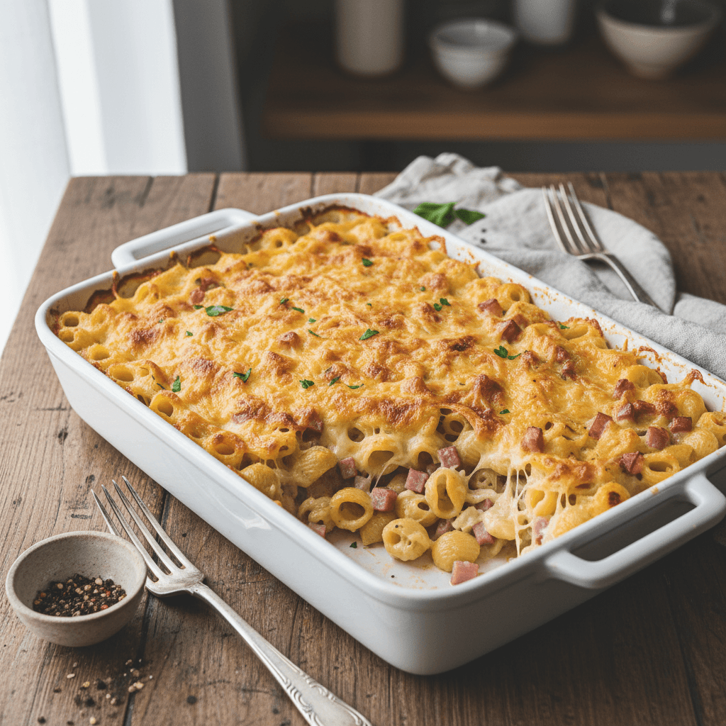 Coquillettes Gratinées au Jambon