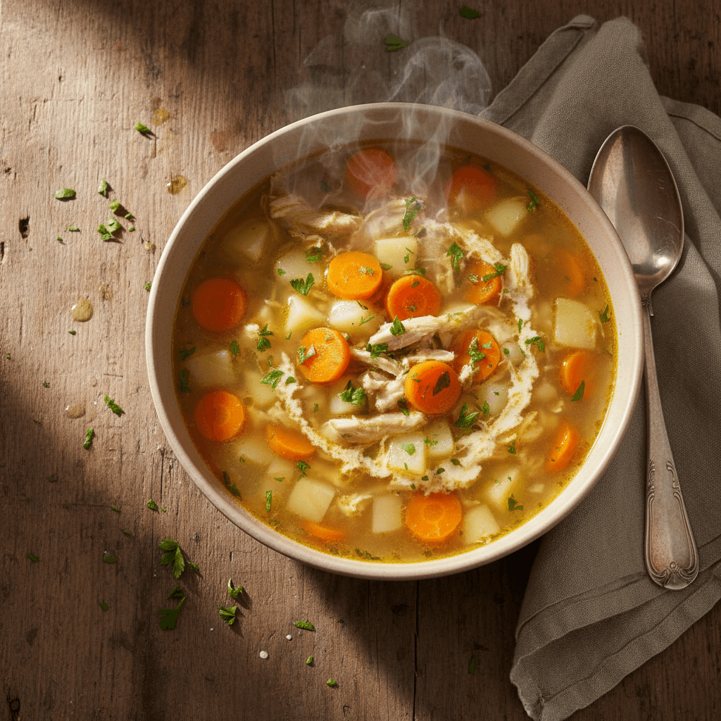 Soupe poulet-carotte-pomme de terre