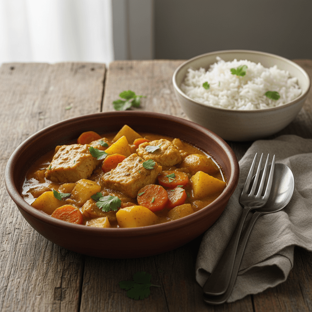 Curry de poisson aux pommes de terre et carottes