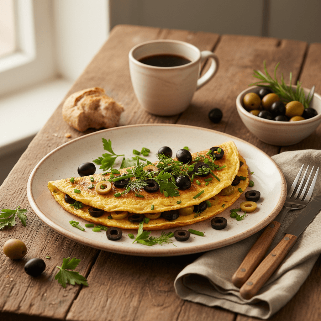 Omelette aux Olives et Herbes