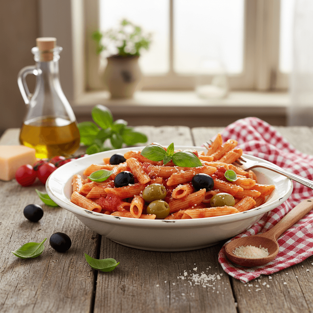 Pâtes à la Tomate et Olives