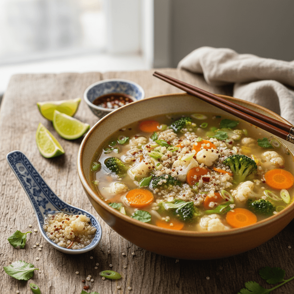 Soupe Asiatique au Quinoa et Légumes