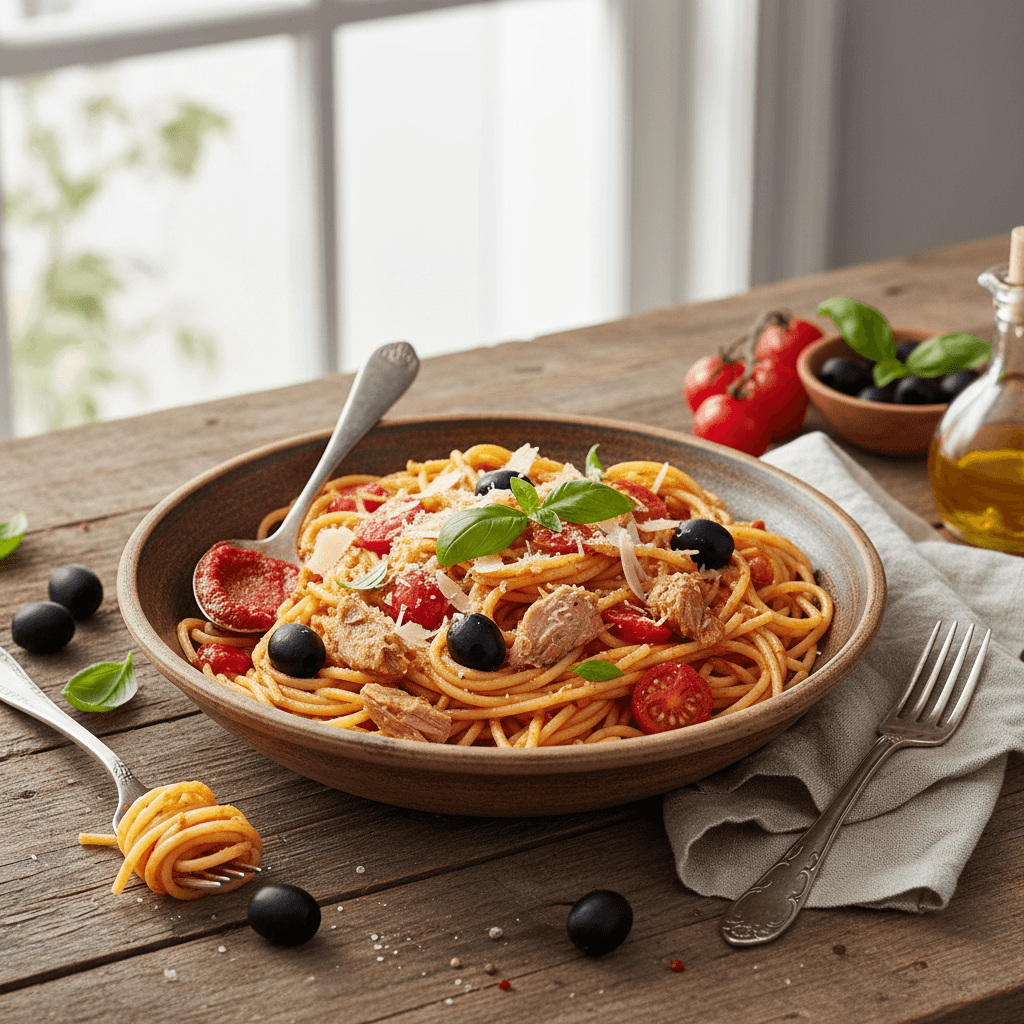 Spaghettis au Thon et Olives