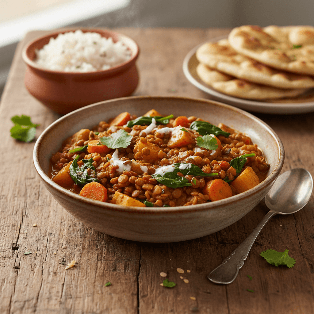 Curry de légumes aux lentilles