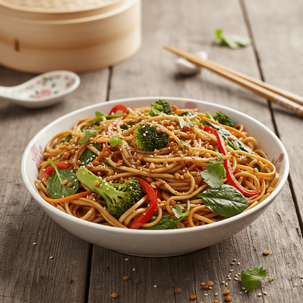 Wok de nouilles sautées aux légumes