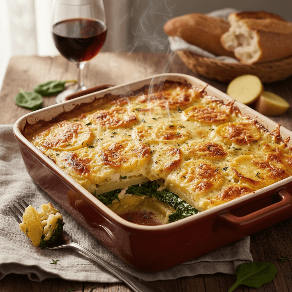 Gratin de pommes de terre et épinards