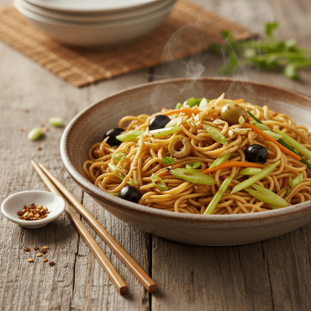 Nouilles Sautées aux Olives et Céleri