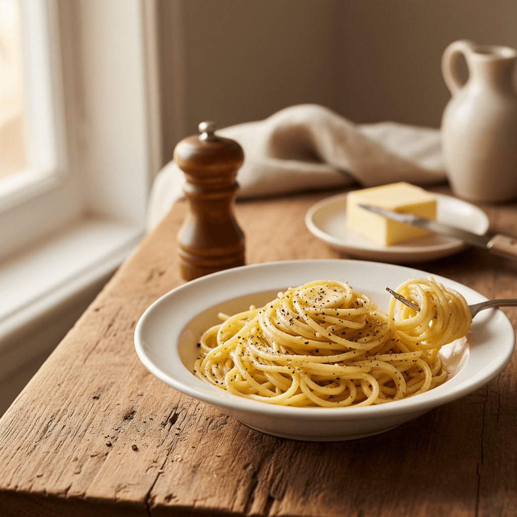 Pâtes au beurre et poivre (Cacio e Pepe simplifié)